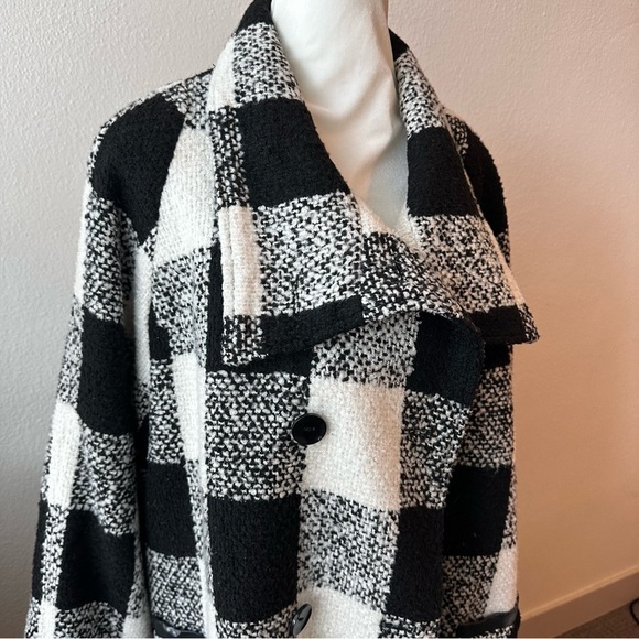 KC Collections Women's Plus Size Buffalo Plaid Funnel Neck Coat SZ XL - Picture 4 of 10